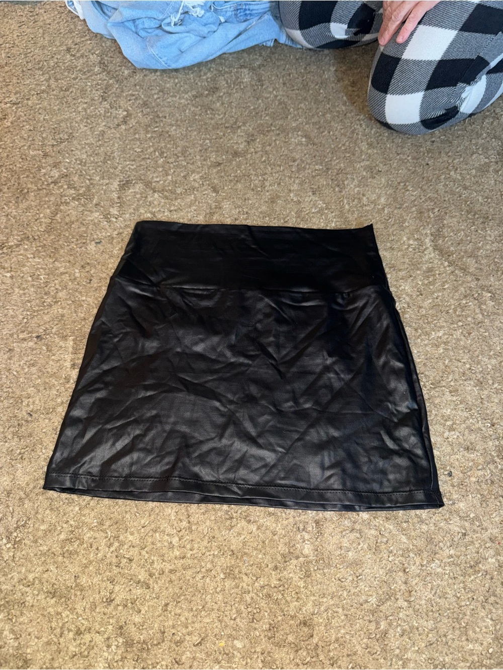 Black Faux Leather Mini Skirt